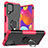 Coque Contour Silicone et Plastique Housse Etui Mat avec Magnetique Support Bague Anneau J01X pour Samsung Galaxy F62 5G Rose Rouge