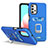Coque Contour Silicone et Plastique Housse Etui Mat avec Magnetique Support Bague Anneau J03S pour Samsung Galaxy A32 4G Bleu