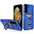 Coque Contour Silicone et Plastique Housse Etui Mat avec Magnetique Support Bague Anneau J03S pour Samsung Galaxy S22 5G Bleu