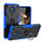 Coque Contour Silicone et Plastique Housse Etui Mat avec Magnetique Support Bague Anneau JX1 pour Nokia C10 Bleu