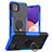 Coque Contour Silicone et Plastique Housse Etui Mat avec Magnetique Support Bague Anneau JX1 pour Samsung Galaxy A22 5G Bleu