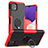 Coque Contour Silicone et Plastique Housse Etui Mat avec Magnetique Support Bague Anneau JX1 pour Samsung Galaxy A22 5G Rouge