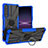 Coque Contour Silicone et Plastique Housse Etui Mat avec Magnetique Support Bague Anneau JX1 pour Sony Xperia 1 IV Bleu