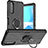 Coque Contour Silicone et Plastique Housse Etui Mat avec Magnetique Support Bague Anneau JX1 pour Sony Xperia 10 III SOG04 Noir