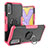 Coque Contour Silicone et Plastique Housse Etui Mat avec Magnetique Support Bague Anneau JX1 pour Vivo Y20s G Rose Rouge