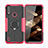 Coque Contour Silicone et Plastique Housse Etui Mat avec Magnetique Support Bague Anneau JX2 pour Motorola Moto E7 Power Rose Rouge