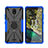 Coque Contour Silicone et Plastique Housse Etui Mat avec Magnetique Support Bague Anneau JX2 pour Nokia C100 Bleu