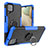 Coque Contour Silicone et Plastique Housse Etui Mat avec Magnetique Support Bague Anneau JX2 pour Samsung Galaxy F12 Bleu