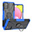 Coque Contour Silicone et Plastique Housse Etui Mat avec Magnetique Support Bague Anneau JX3 pour Samsung Galaxy A03s Bleu