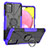 Coque Contour Silicone et Plastique Housse Etui Mat avec Magnetique Support Bague Anneau JX3 pour Samsung Galaxy A03s Violet