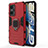 Coque Contour Silicone et Plastique Housse Etui Mat avec Magnetique Support Bague Anneau KC1 pour Realme GT Neo 3T 5G Rouge