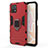 Coque Contour Silicone et Plastique Housse Etui Mat avec Magnetique Support Bague Anneau KC1 pour Vivo iQOO U3 5G Rouge