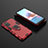 Coque Contour Silicone et Plastique Housse Etui Mat avec Magnetique Support Bague Anneau KC1 pour Xiaomi Redmi Note 10 4G Rouge