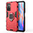 Coque Contour Silicone et Plastique Housse Etui Mat avec Magnetique Support Bague Anneau KC1 pour Xiaomi Redmi Note 11 5G Rouge