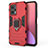 Coque Contour Silicone et Plastique Housse Etui Mat avec Magnetique Support Bague Anneau KC1 pour Xiaomi Redmi Note 11T Pro+ Plus 5G Rouge