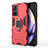 Coque Contour Silicone et Plastique Housse Etui Mat avec Magnetique Support Bague Anneau KC2 pour Realme 10 Pro 5G Rouge