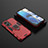 Coque Contour Silicone et Plastique Housse Etui Mat avec Magnetique Support Bague Anneau KC2 pour Realme GT Neo2 5G Rouge