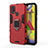 Coque Contour Silicone et Plastique Housse Etui Mat avec Magnetique Support Bague Anneau KC2 pour Samsung Galaxy M31 Rouge