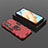 Coque Contour Silicone et Plastique Housse Etui Mat avec Magnetique Support Bague Anneau KC2 pour Vivo iQOO U5 5G Rouge