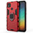 Coque Contour Silicone et Plastique Housse Etui Mat avec Magnetique Support Bague Anneau KC2 pour Xiaomi Redmi 9 Activ Rouge