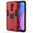 Coque Contour Silicone et Plastique Housse Etui Mat avec Magnetique Support Bague Anneau KC2 pour Xiaomi Redmi 9 Rouge