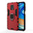 Coque Contour Silicone et Plastique Housse Etui Mat avec Magnetique Support Bague Anneau KC2 pour Xiaomi Redmi Note 9 Pro Rouge