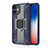 Coque Contour Silicone et Plastique Housse Etui Mat avec Magnetique Support Bague Anneau M01 pour Apple iPhone 12 Bleu