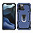 Coque Contour Silicone et Plastique Housse Etui Mat avec Magnetique Support Bague Anneau M01 pour Apple iPhone 12 Pro Bleu