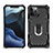 Coque Contour Silicone et Plastique Housse Etui Mat avec Magnetique Support Bague Anneau M01 pour Apple iPhone 12 Pro Noir