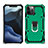 Coque Contour Silicone et Plastique Housse Etui Mat avec Magnetique Support Bague Anneau M01 pour Apple iPhone 12 Pro Vert