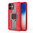 Coque Contour Silicone et Plastique Housse Etui Mat avec Magnetique Support Bague Anneau M01 pour Apple iPhone 12 Rouge