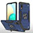 Coque Contour Silicone et Plastique Housse Etui Mat avec Magnetique Support Bague Anneau MQ1 pour Samsung Galaxy A02 Bleu