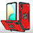 Coque Contour Silicone et Plastique Housse Etui Mat avec Magnetique Support Bague Anneau MQ1 pour Samsung Galaxy A02 Rouge