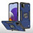 Coque Contour Silicone et Plastique Housse Etui Mat avec Magnetique Support Bague Anneau MQ1 pour Samsung Galaxy A22 5G Bleu