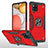 Coque Contour Silicone et Plastique Housse Etui Mat avec Magnetique Support Bague Anneau MQ1 pour Samsung Galaxy A42 5G Rouge