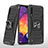 Coque Contour Silicone et Plastique Housse Etui Mat avec Magnetique Support Bague Anneau MQ1 pour Samsung Galaxy A50 Noir