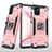 Coque Contour Silicone et Plastique Housse Etui Mat avec Magnetique Support Bague Anneau MQ1 pour Samsung Galaxy A81 Or Rose