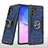 Coque Contour Silicone et Plastique Housse Etui Mat avec Magnetique Support Bague Anneau MQ1 pour Samsung Galaxy A91 Bleu