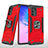 Coque Contour Silicone et Plastique Housse Etui Mat avec Magnetique Support Bague Anneau MQ1 pour Samsung Galaxy A91 Rouge