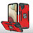 Coque Contour Silicone et Plastique Housse Etui Mat avec Magnetique Support Bague Anneau MQ1 pour Samsung Galaxy F12 Rouge