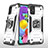 Coque Contour Silicone et Plastique Housse Etui Mat avec Magnetique Support Bague Anneau MQ1 pour Samsung Galaxy M40S Argent