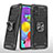 Coque Contour Silicone et Plastique Housse Etui Mat avec Magnetique Support Bague Anneau MQ1 pour Samsung Galaxy M40S Noir