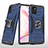 Coque Contour Silicone et Plastique Housse Etui Mat avec Magnetique Support Bague Anneau MQ1 pour Samsung Galaxy M60s Bleu