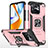 Coque Contour Silicone et Plastique Housse Etui Mat avec Magnetique Support Bague Anneau MQ1 pour Xiaomi Poco C40 Or Rose