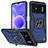 Coque Contour Silicone et Plastique Housse Etui Mat avec Magnetique Support Bague Anneau MQ1 pour Xiaomi Poco M4 5G Bleu