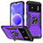 Coque Contour Silicone et Plastique Housse Etui Mat avec Magnetique Support Bague Anneau MQ1 pour Xiaomi Poco M4 5G Violet