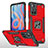 Coque Contour Silicone et Plastique Housse Etui Mat avec Magnetique Support Bague Anneau MQ1 pour Xiaomi Poco M4 Pro 5G Rouge