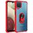 Coque Contour Silicone et Plastique Housse Etui Mat avec Magnetique Support Bague Anneau MQ2 pour Samsung Galaxy F12 Rouge
