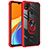 Coque Contour Silicone et Plastique Housse Etui Mat avec Magnetique Support Bague Anneau MQ2 pour Xiaomi Redmi 9 Activ Rouge