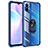 Coque Contour Silicone et Plastique Housse Etui Mat avec Magnetique Support Bague Anneau MQ2 pour Xiaomi Redmi 9A Bleu